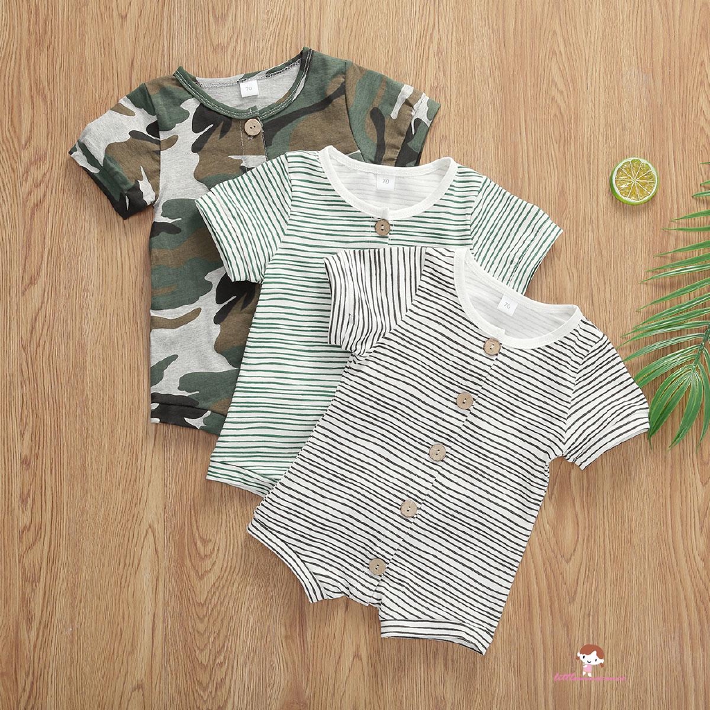 Jumpsuit Tay Ngắn Hoạ Tiết Lính Cho Bé
