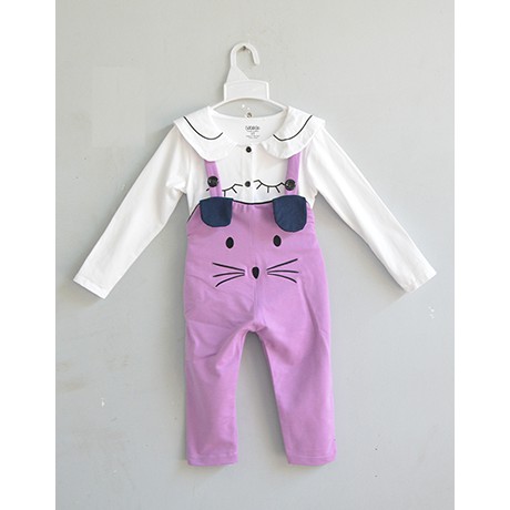 Đồ Bộ Bé Gái Mèo Dài Dây Đeo Tím 8_Size 1-8T - 80