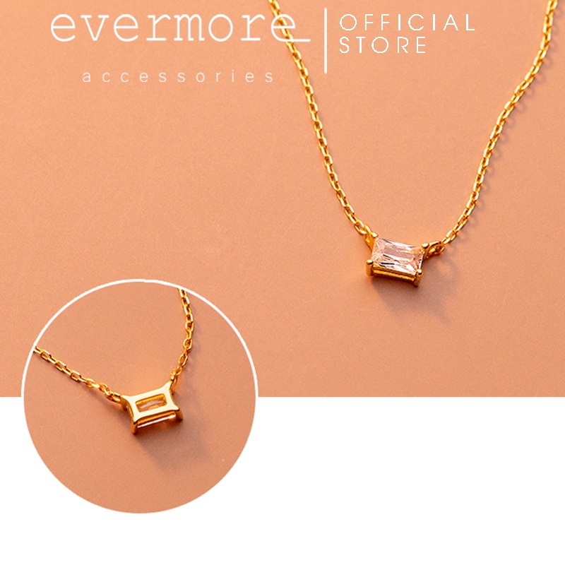 Dây chuyền bạc EVERMORE, vòng cổ bạc chữ nhật đính đá ngang Phaedra phong cách thanh lịch, minimalism - D046