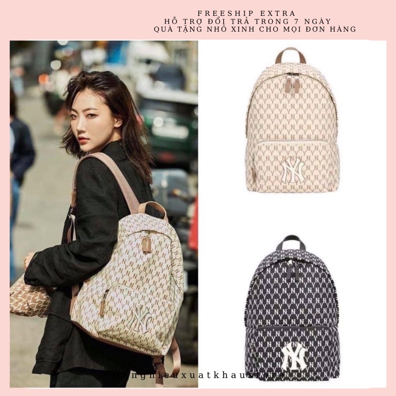 Balo MLB Monogram đi học có ngăn đựng laptop chuẩn chi tiết M.L.B