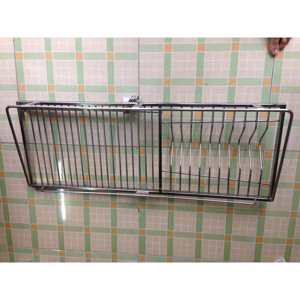 Kệ Đựng Chén Bát Gắn Tường Bằng INOX 304 1 tầng Cao Cấp