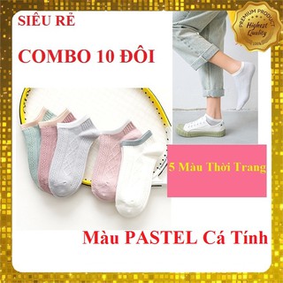 Combo 10 đôi - tất lười kim cương - tất cổ ngắn 5 màu