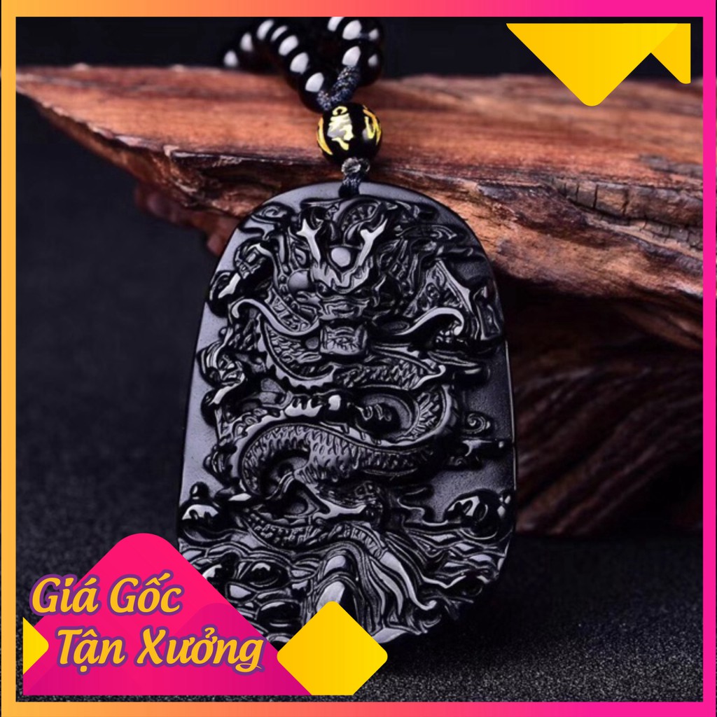 Mặt dây chuyền rồng đá núi lửa obsidian Siêu Thị Phong Thủy 9999