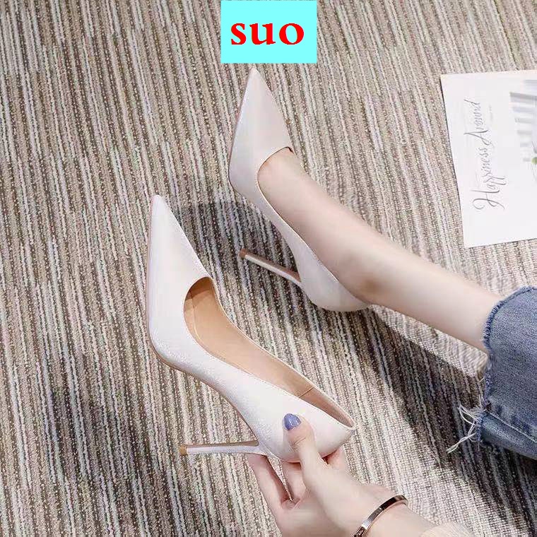 Giày Cao Gót Mũi Nhọn Màu Đen Thời Trang Xuân Thu Sang Trọng Cho Nữ 2021