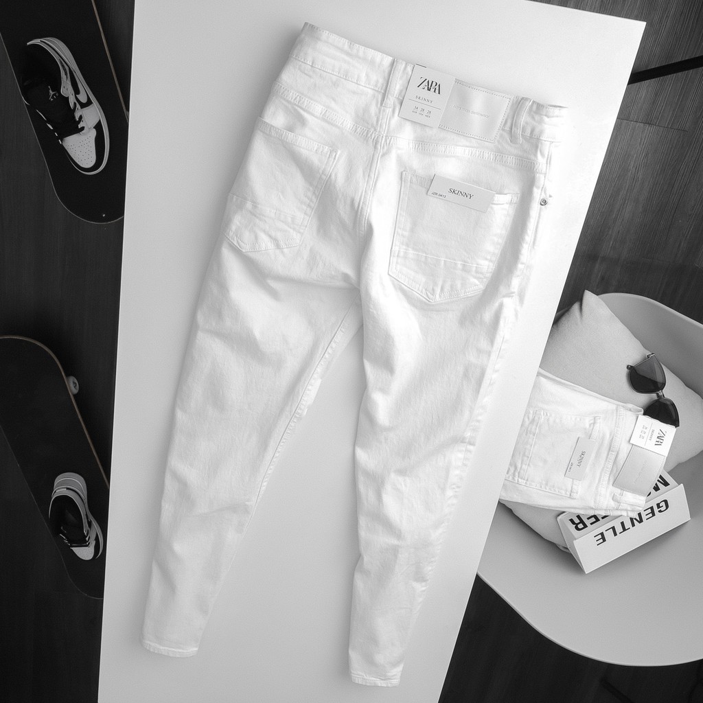 Quần jeans ZARA trắng trơn skinny 0413 TuanStore