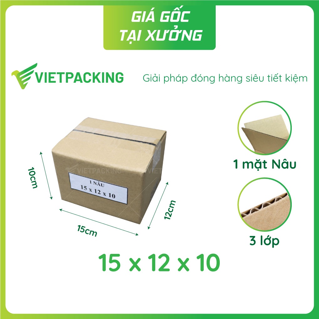 15x12x10 (1 Nâu) - 25 hộp carton đóng hàng, giao hàng bưu điện