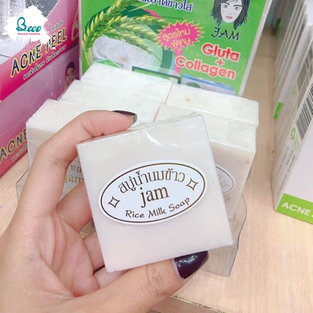  Xà Phòng Tắm Trắng Cám Gạo Thái Lan Jam Rice Milk Soap