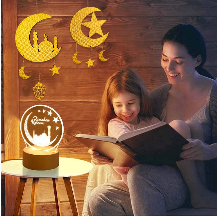 Đèn LED trang trí hình mặt trăng phong cách Hồi giáo