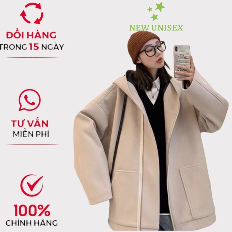Áo Khoác Nỉ Nam Nữ 2 Lớp Trơn Kiểu Dáng Giả Vest Nón Cực To Chống Nắng Tốt U371 [NewUnisex]