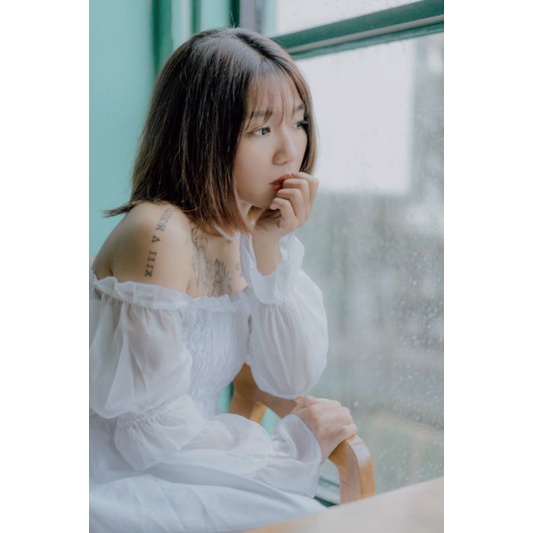 Váy trắng nữ,đầm trễ vai tay voan bánh bèo đi biển,du lịch,đi chơi HD7 | BigBuy360 - bigbuy360.vn