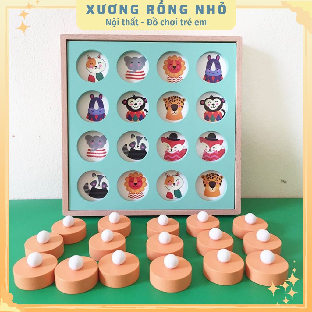 Đồ Chơi Lật Hình Luyện Trí Nhớ Bằng Gỗ Montessori Giúp Bé Rèn Luyện Ghi Nhớ Hình Ảnh 12 Chủ Đề Cho Bé Học