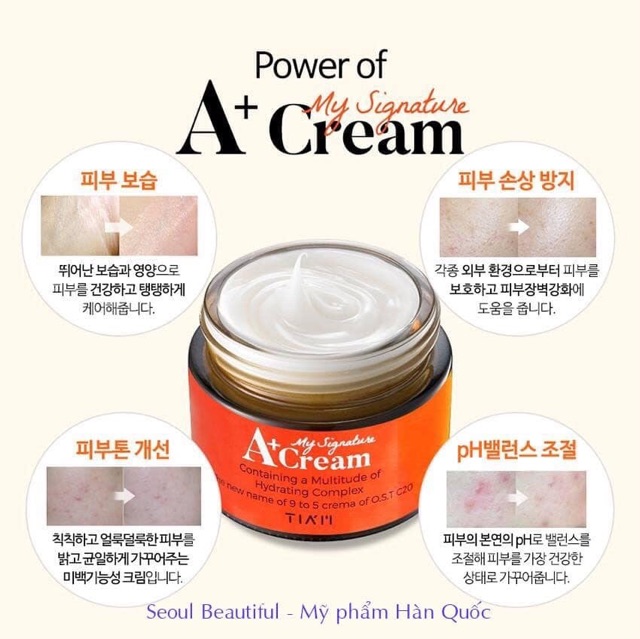 Kem dưỡng trắng da A+ cream my signature Tiam - kem dưỡng C20 vitamin sleep 9 to 5 crema - Chính hãng