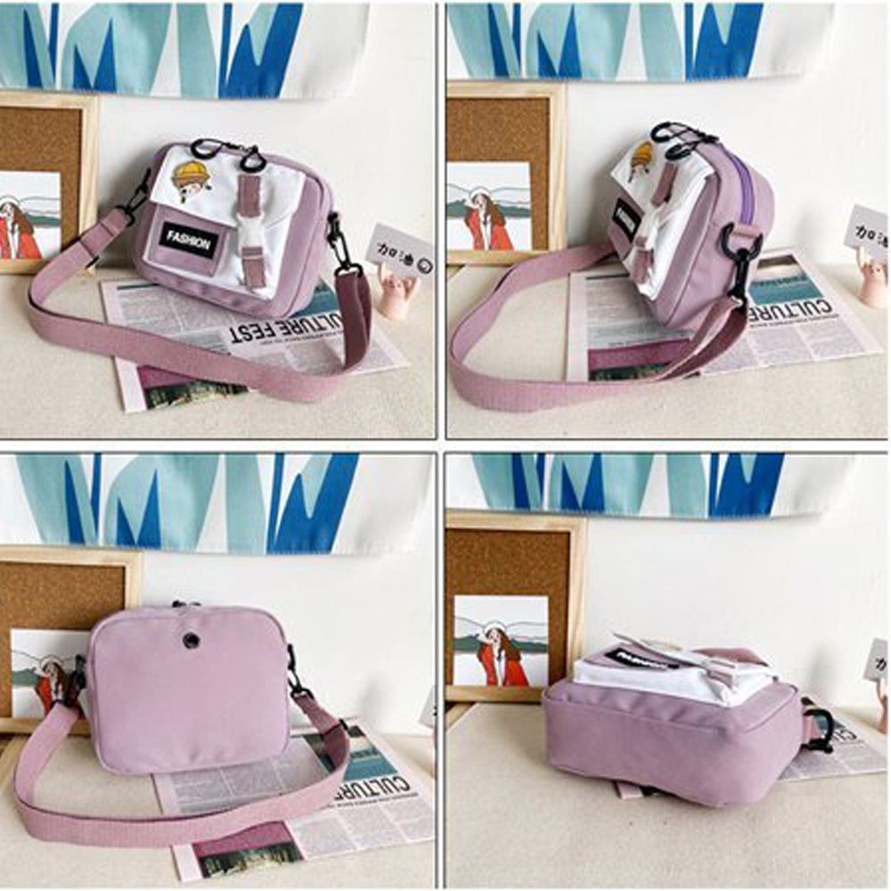 Túi đeo chéo canvas màu trơn dễ thương MIHAN1