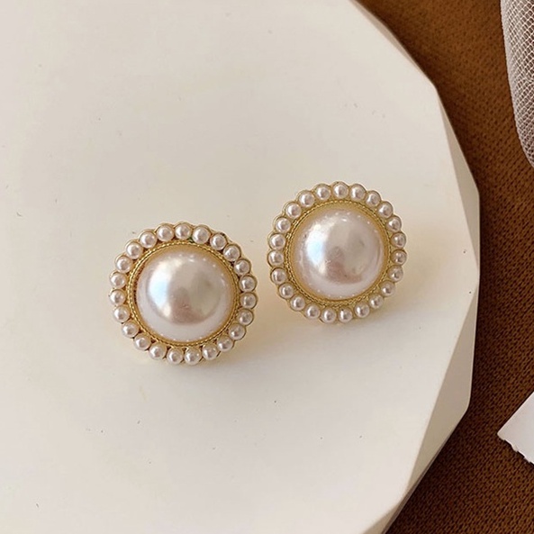 Khuyên tai đính hạt ngọc trai nhân tạo nhiều kiểu dáng tùy chọn phong cách Hàn Quốc retro thời trang