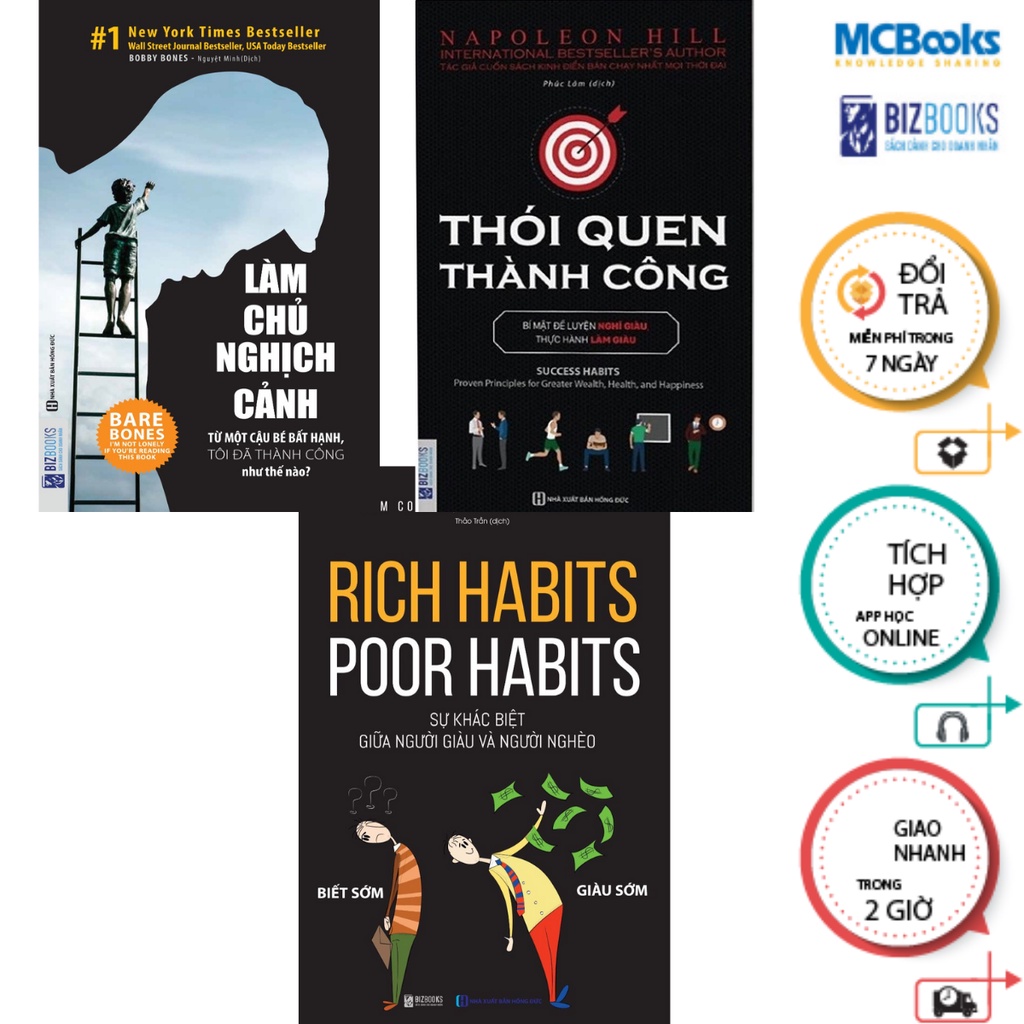 Sách - Combo 4 Cuốn  Rich habits, poor habits + Rich Habits + Thói Quen Thành Công +   Làm chủ nghịch cảnh