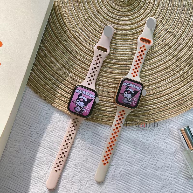 Dây Đeo silicone Mỏng Hai Màu Kẹo Cho iwatch 45mm 41mm 44mm 40mm 38mm 42mm 8 7 6 5 SE 4 3 2