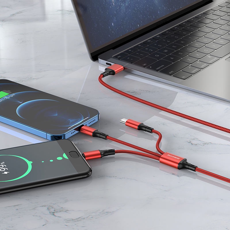 Cáp sạc 3 đầu Borofone BX50 Fresco dài 1m, max 2.4A (Màu Random) - Phụ Kiện 1986