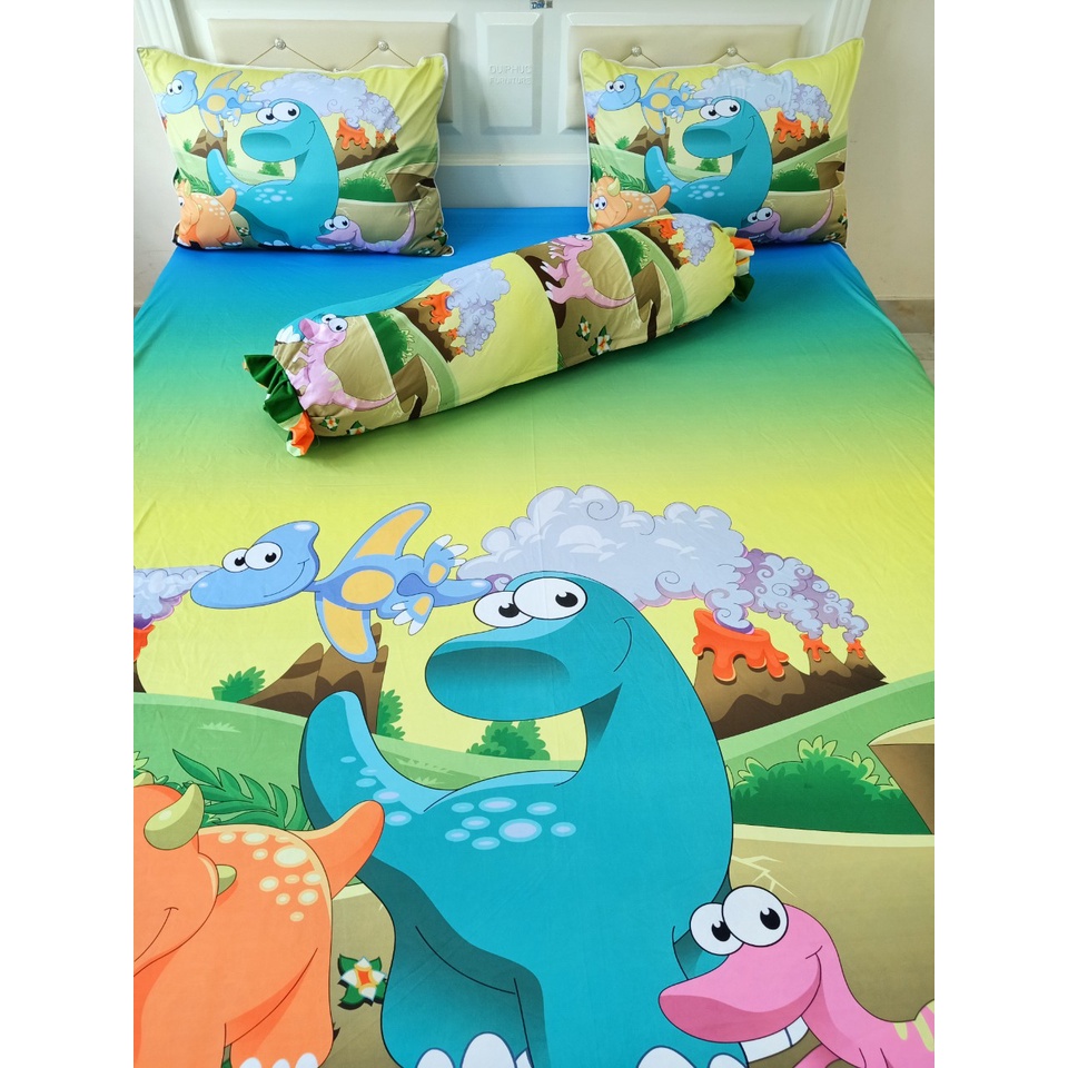 Chăn thun 5d cao cấp khủng long, bộ drap lẻ 5D