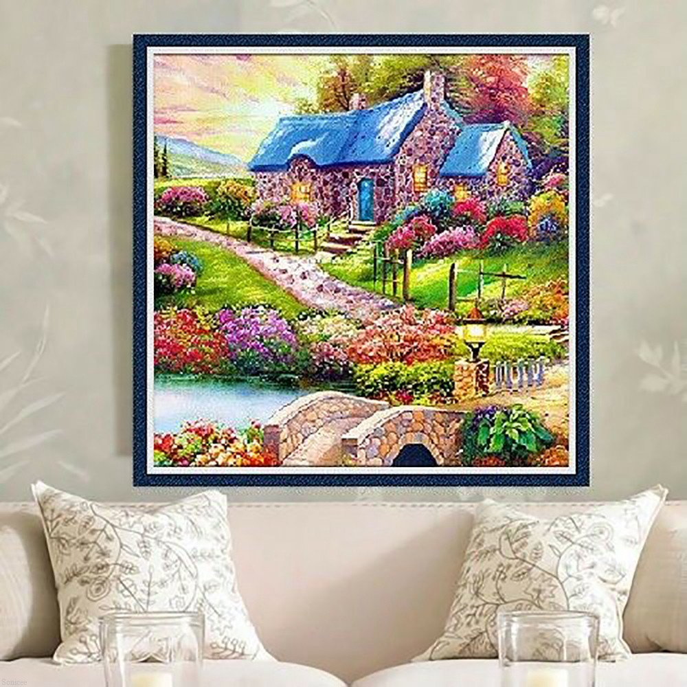 DOBUR | Bộ Tranh Đính Đá Tự Làm Toàn Diện 5D DIY Hình Làng Xinh Đẹp