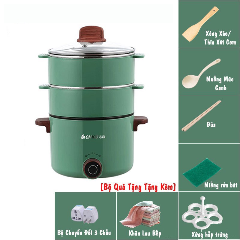 Nồi điện đa năng 1.2L, Nồi lẩu điện mini công suất lớn, Chống dính cao cấp, Bảo hành chính hãng 12 tháng