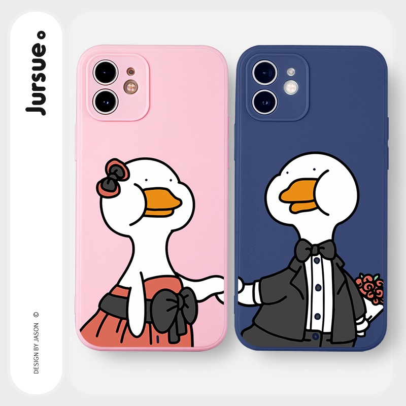 Ốp lưng JURSUE hoạt hình cặp đôi dễ thương đẹp cho iPhone 13 12 11 Pro Max SE 2020 X XR XS ip 8 7 6 6S Plus kute Y189