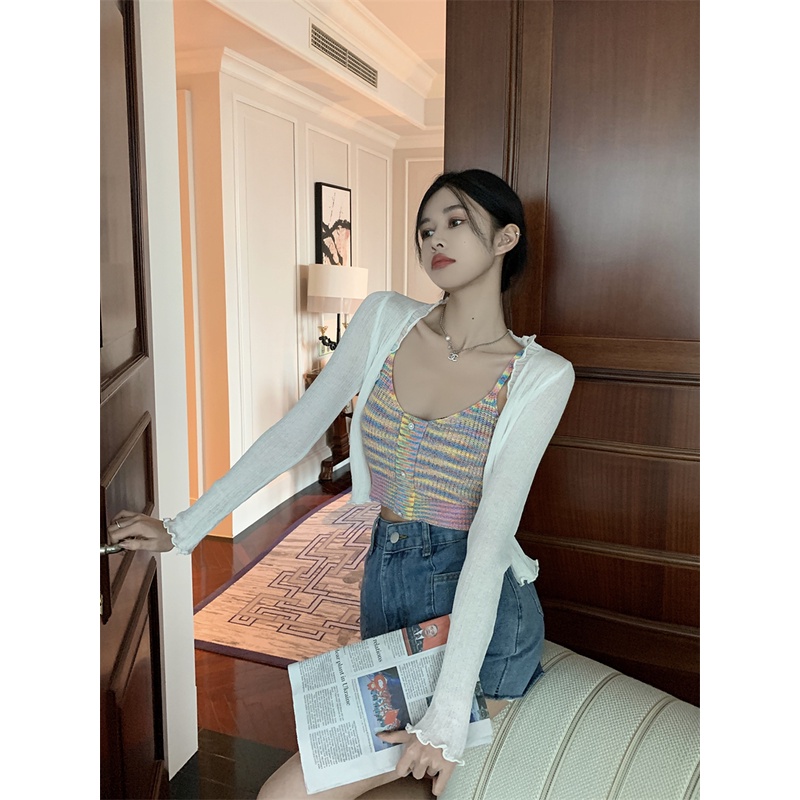 Áo cardigan Dệt Kim Mỏng Tay Dài Phong Cách Hàn Quốc Thời Trang Cho Nữ