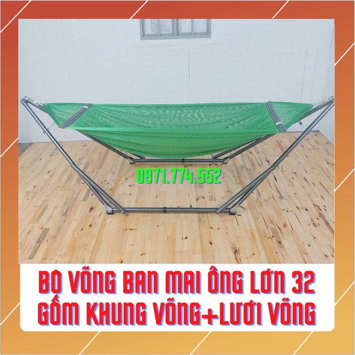 Bộ võng xếp Ban Mai ống lớn 32 gồm khung võng +lưới võng