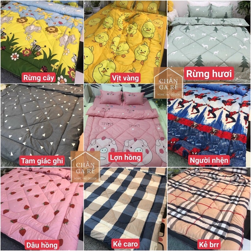 Chăn phao cotton poly dày dặn hàng loại 1(1m8x2m) chưa kèm ga gối