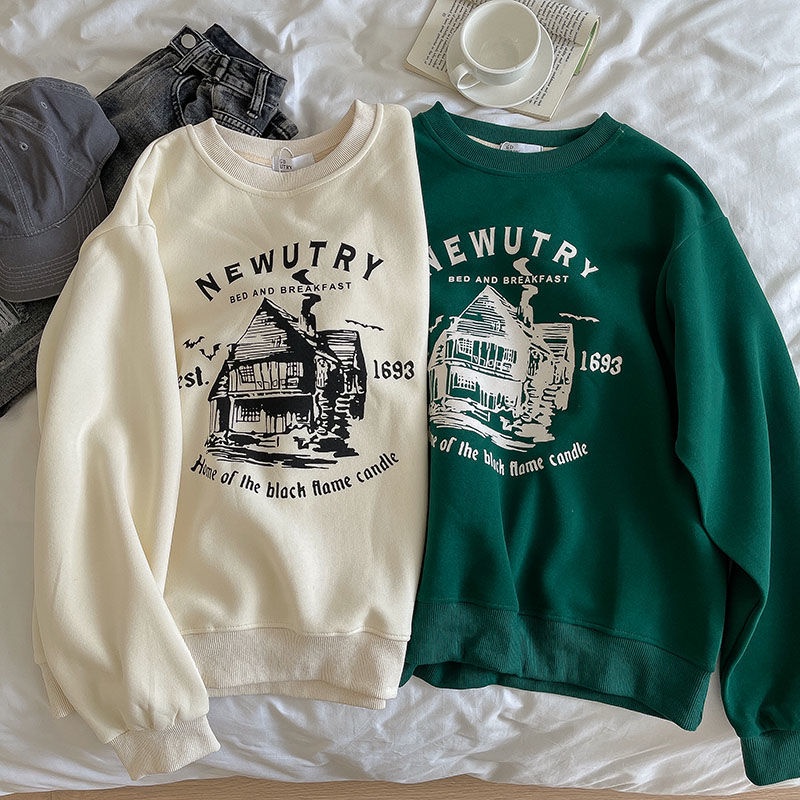 Áo Thun Tay Dài Cổ Tròn In Hình Thời Trang Dành Cho Nữ