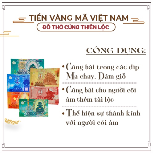 Tiền Việt Nam Vàng Mã Giấy Cao Cấp Đồ Thờ Cúng Thiên Lộc - Bó 10 Xấp