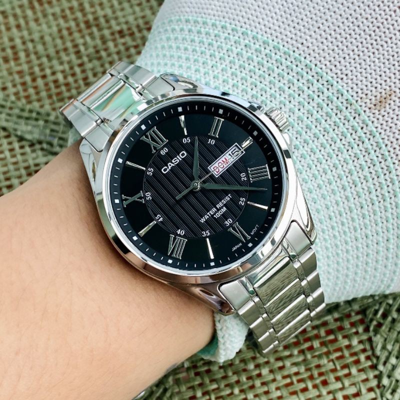 Đồng hồ Nam Casio MTP 1384D, đồng hồ chính hãng, dây kim loại, chống nước siêu tốt