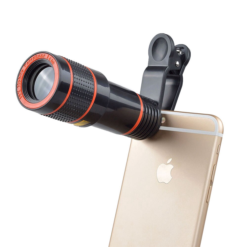 Phổ 12X Zoom quang học Clip Telephoto Telescope Camera Lens Đối với điện thoại di động Lens Camera Zoom với chân máy