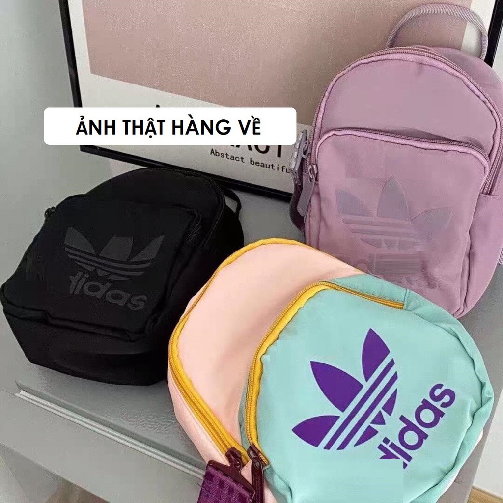 Balo mini ADIDAS xuất xịn vải dù phối màu, tím, đen
