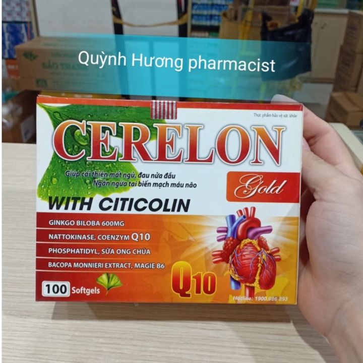Viên uống CERELON Gold with Citicolin 600mg hộp 100 viên giúp cải thiện mất ngủ,đau nửa đầu