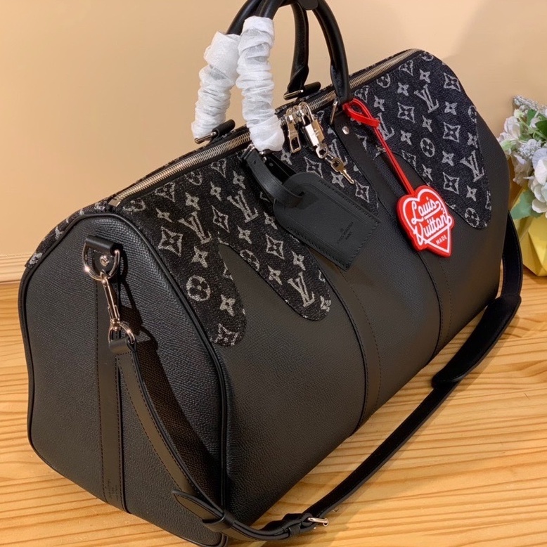 Túi trống du lịch Louis Vuitton phối hoa vân size 50 LA fullbox