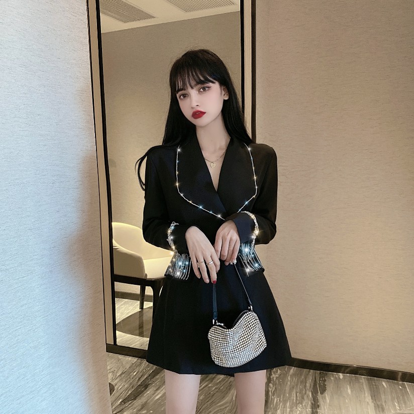 (s10) Đầm ulzzang vest sang chảnh ánh kim(sẵn 1đen L)