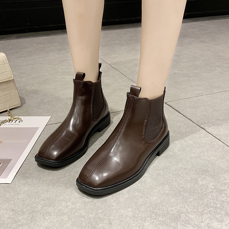 Giày bốt da màu trơn thời trang cho nữ