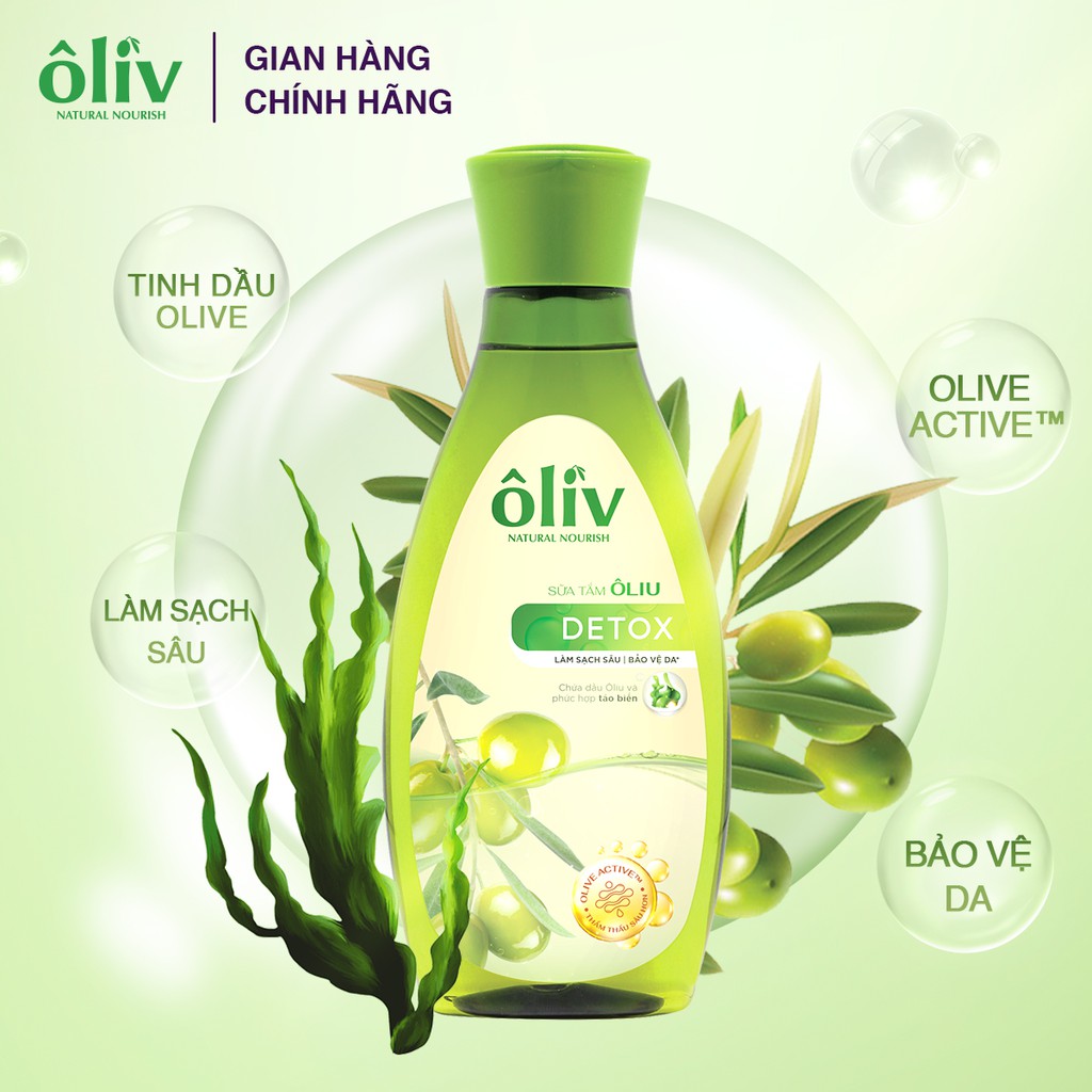 Combo Sữa Tắm Ôliv Sáng Da 650ml + Sữa Tắm Ôliv Detox 250ml