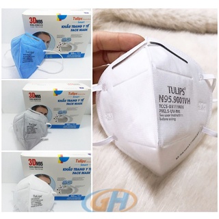 Khẩu trang tulips 3d n95 lọc bụi mịn 5 lớp kháng khuẩn