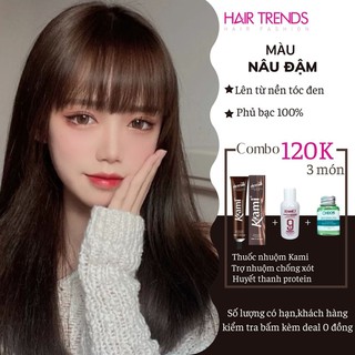 (PHỦ BẠC 100%) Thuốc nhuộm tóc màu NÂU ĐẬM 💖 tặng kèm trợ dưỡng oxy 100ml 💖