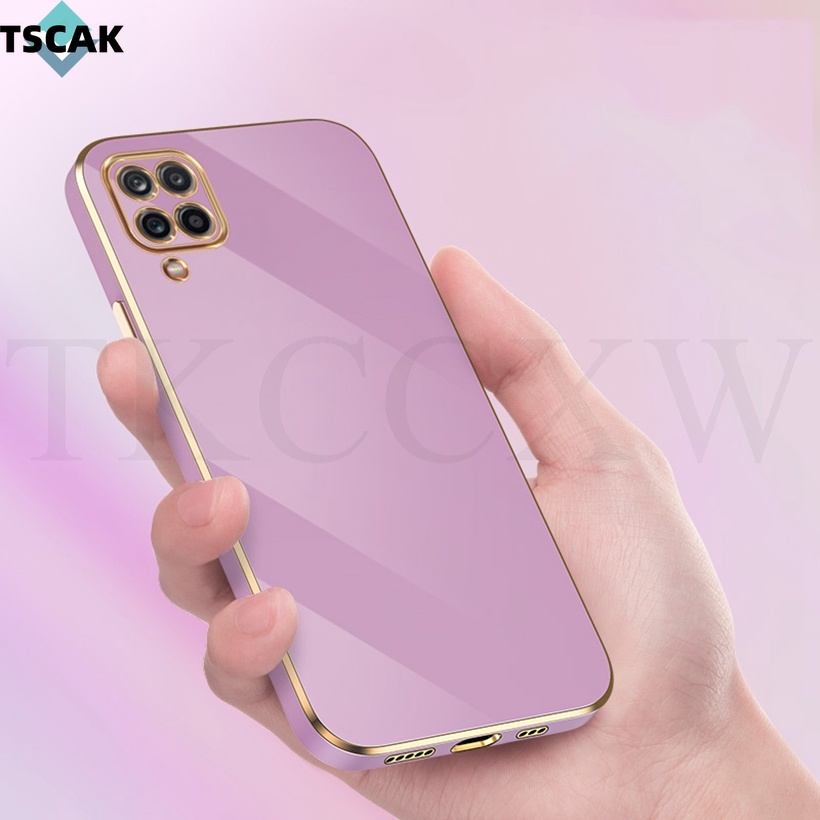 Ốp Điện Thoại Silicon Mềm Màu Trơn Viền Vuông Mạ 6D Sang Trọng Cho Samsung Galaxy A22 A32 A42 A12 A31