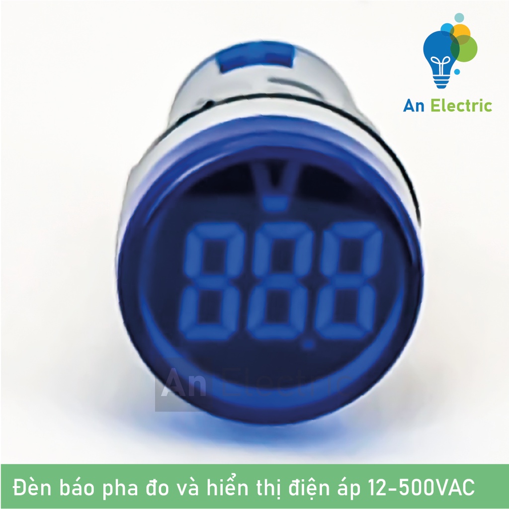 Đèn báo pha hiển thị điện áp phi 22 loại tốt mặt số cỡ lớn, đủ màu tùy chọn