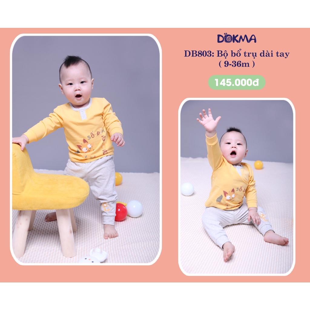 (6-36m) Bộ dài tay vải cotton mỏng bổ trụ cho bé - DOKMA