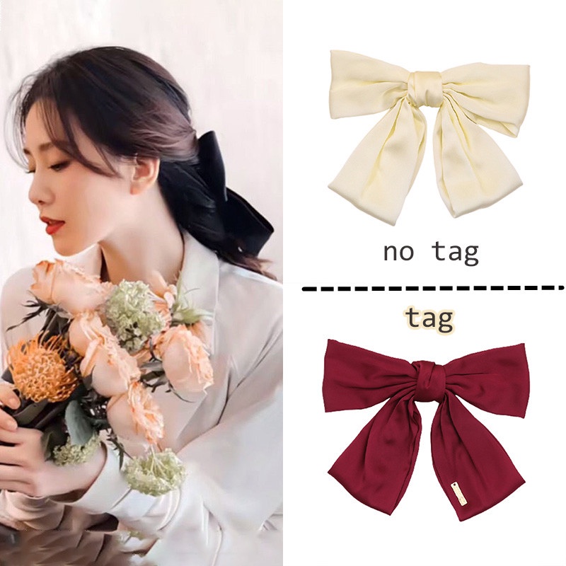 Kẹp tóc hình nơ màu trơn phong cách Hàn Quốc xinh xắn dành cho nữ