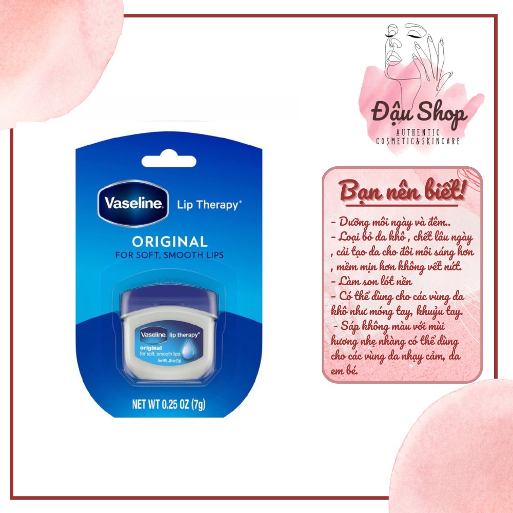 Sáp dưỡng môi Vaseline Original 7g (trắng)