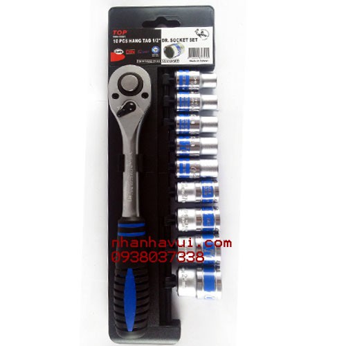 Bộ tuýp 10 chi tiết 1/2&quot; cần tư động TOP tbs12245 (Bạc)