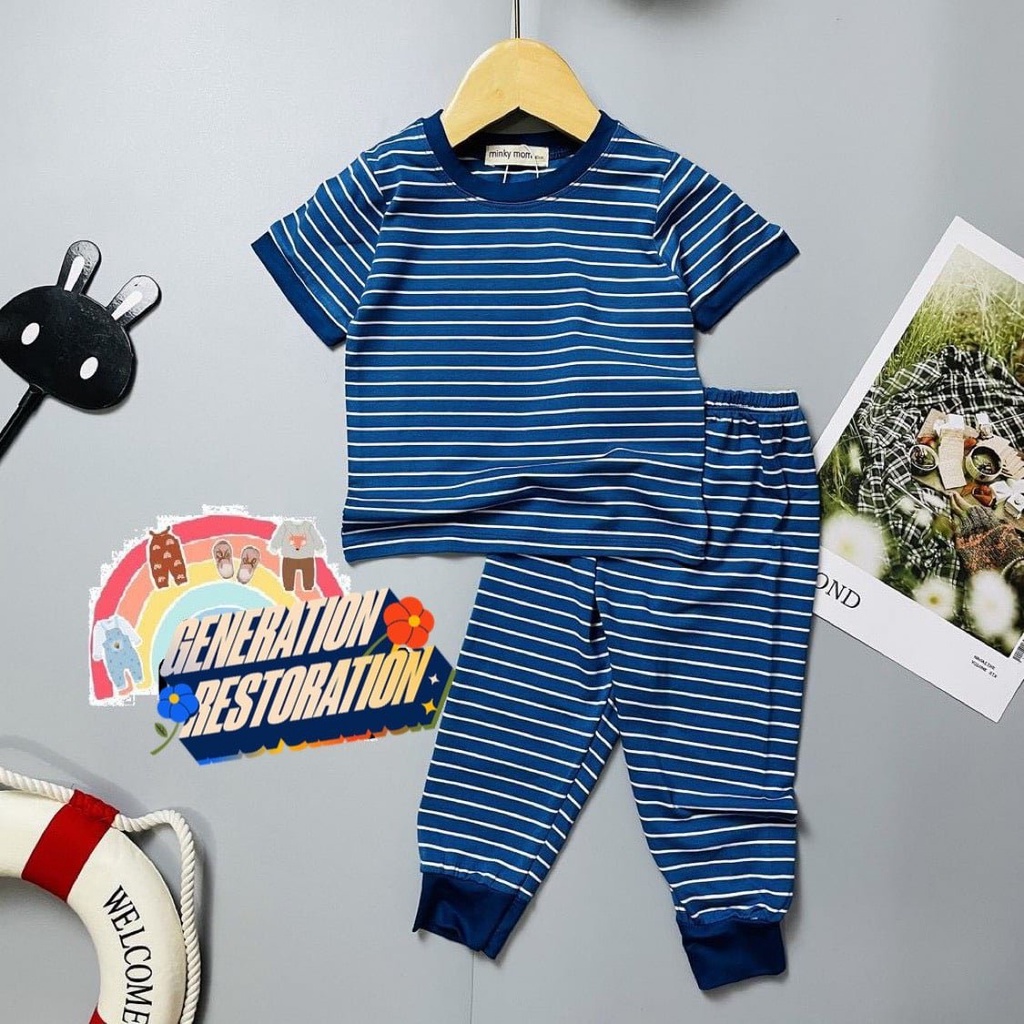 Đồ bộ cộc kẻ quần dài dành cho bé trai bé gái chất liệu cotton mềm mại ATKID Việt Nam