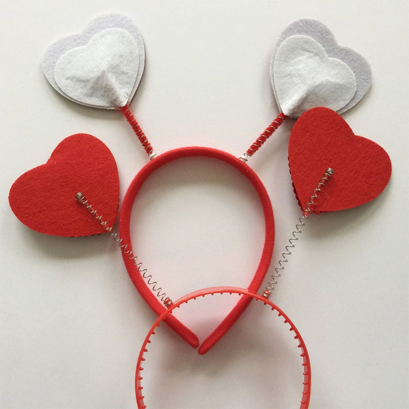 Flgo Băng Đô Cài Tóc Đính Kim Sa Hình Trái Tim Đỏ Cho Lễ Tình Nhân