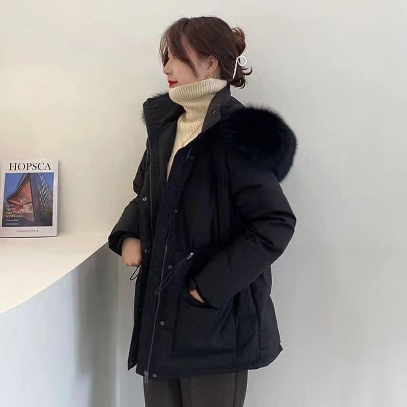 Bán sỉ áo phao mũ lông 2 màu trắng đen mã 2103 ( áo khoác- áo parka) | BigBuy360 - bigbuy360.vn