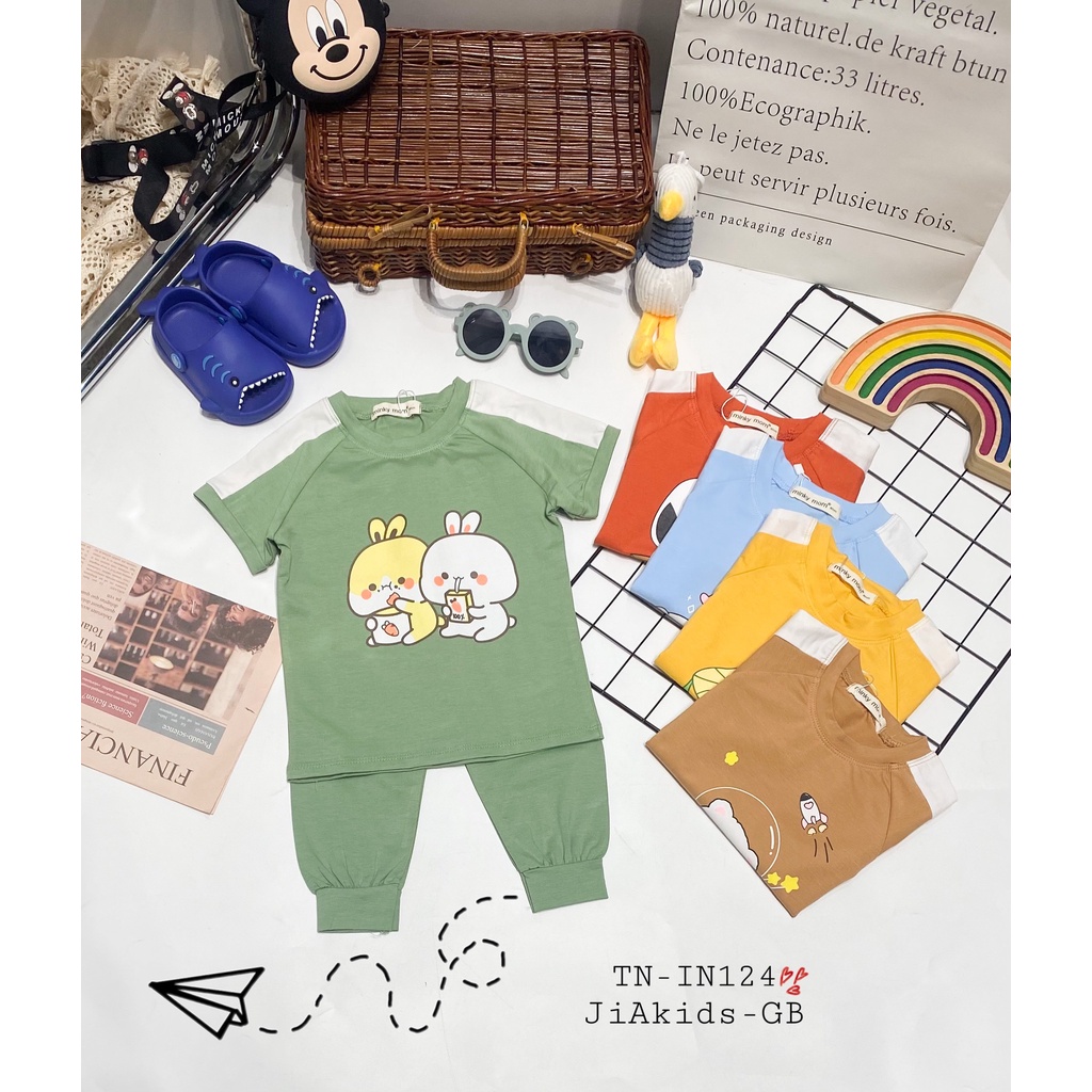 [SALE] Bộ Tay Ngắn Vải Cotton Cho Bé Trai, Bé Gái Minky Mom Ếch Cốm, Đồ Bộ Cho Bé Mặc Nhà Thu Đông MKMTD2228